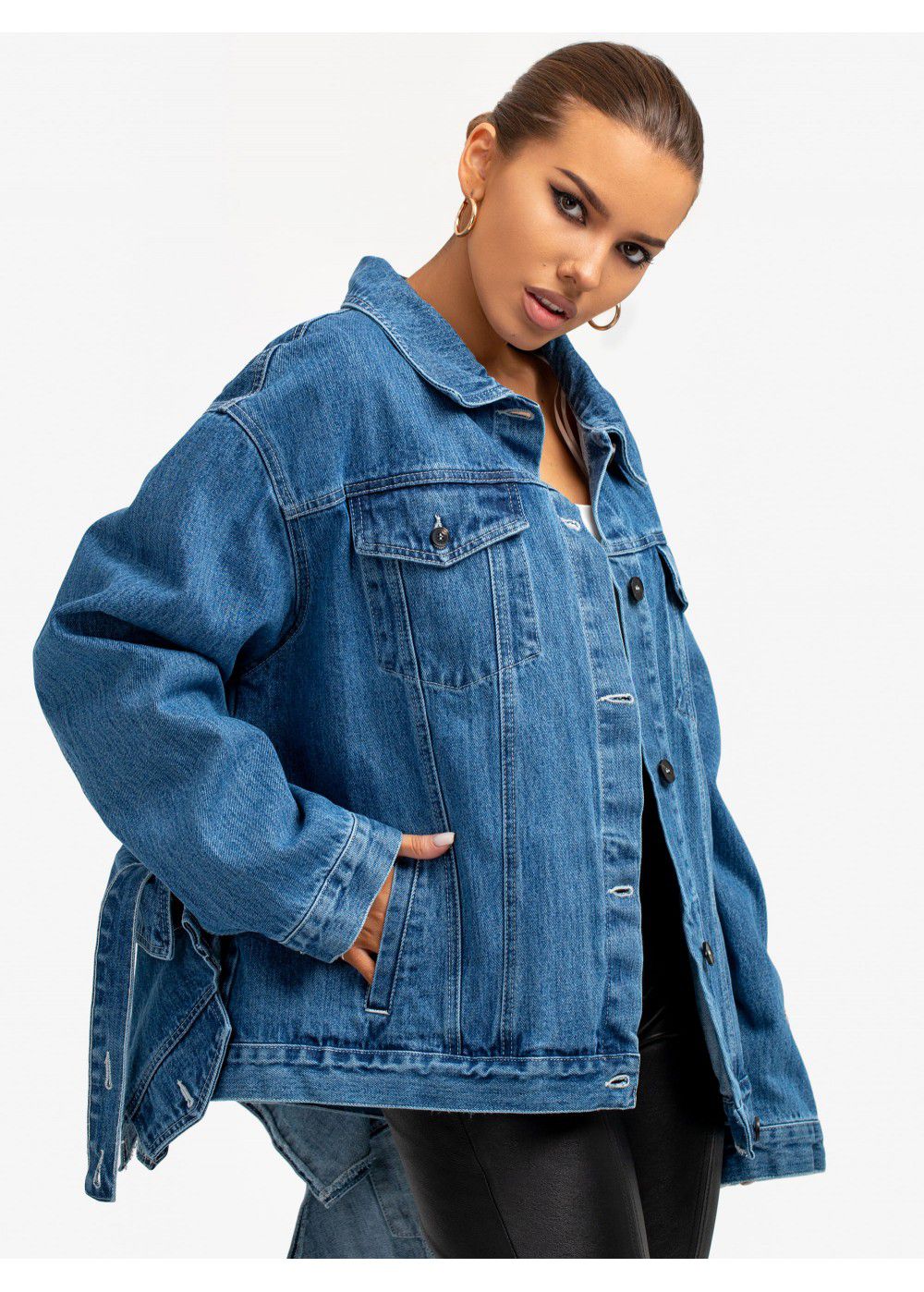 Ruban Tie-Waist Denim Jacket