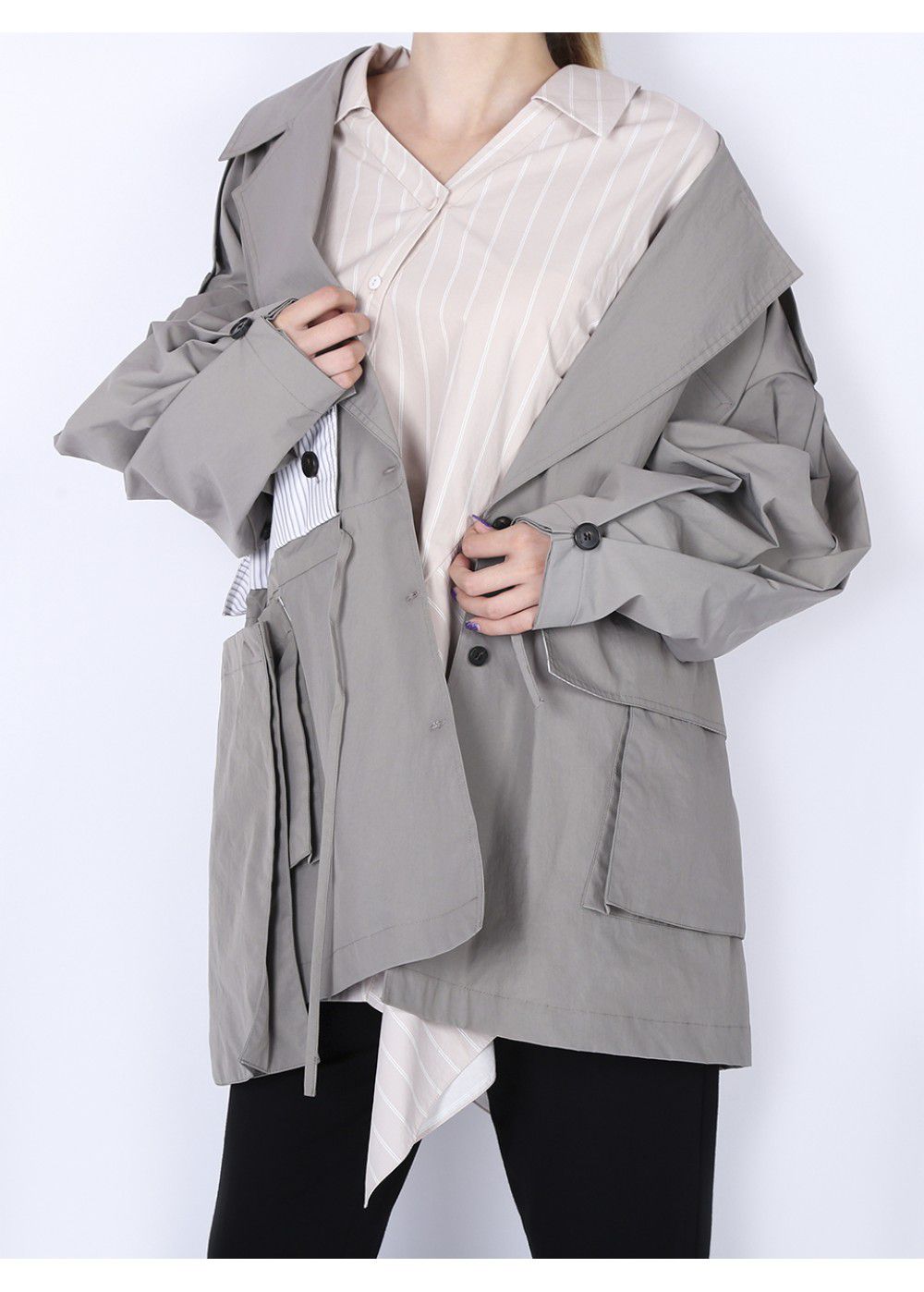 Ruban Oversized Jacket in Grey