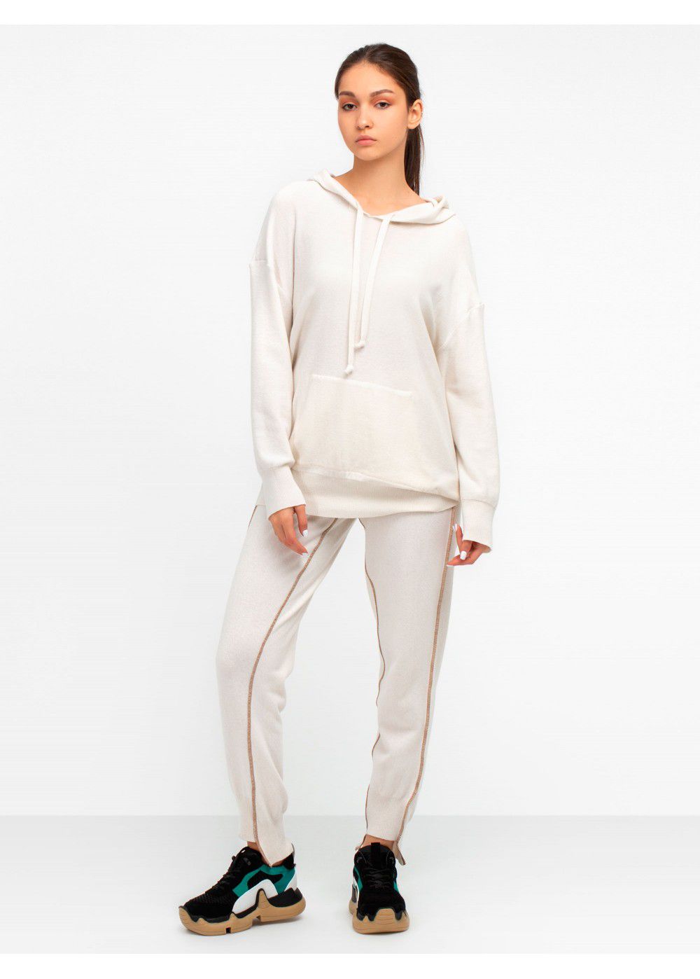 Ruban Knitted Trousers with Decorative Seams