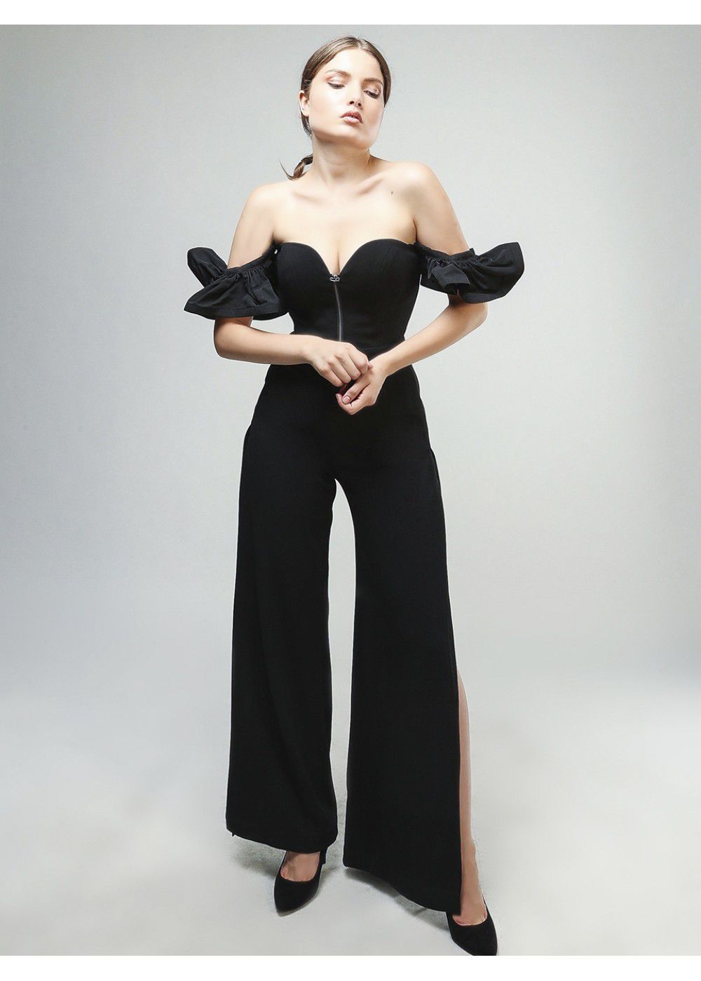 Vatanika Ruffled Black Jumpsuit