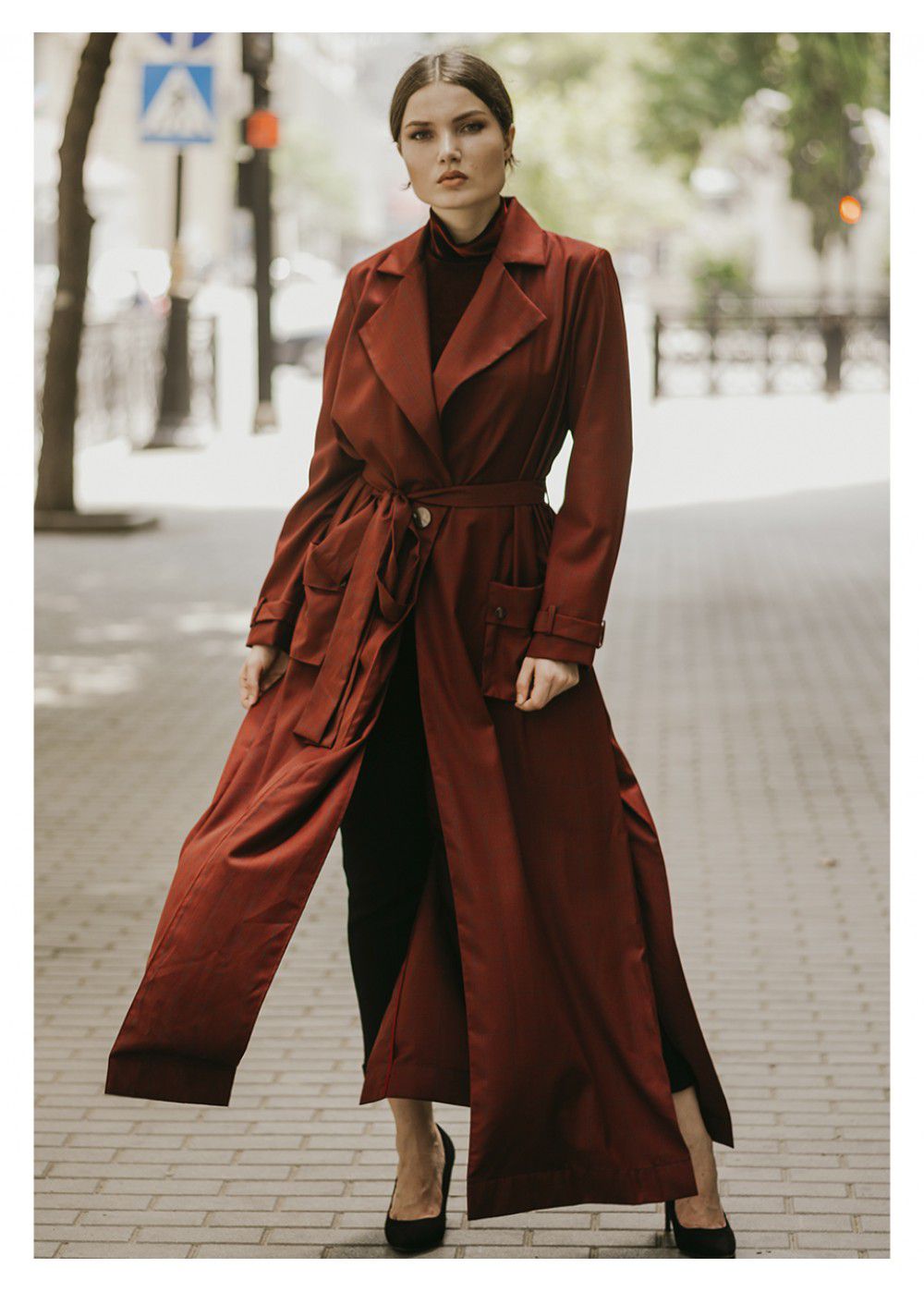 Vatanika Trench Coat in Burgundy