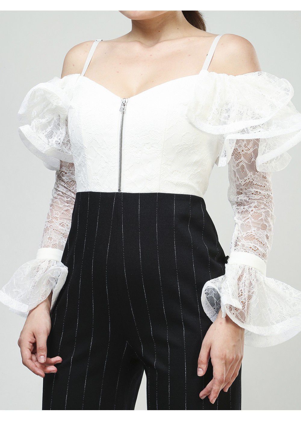 Vatanika Ruffled Black White Jumpsuit