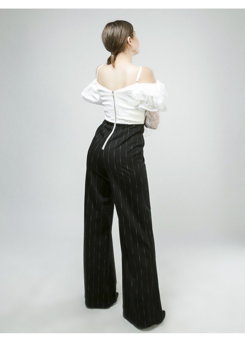 Vatanika Ruffled Black White Jumpsuit