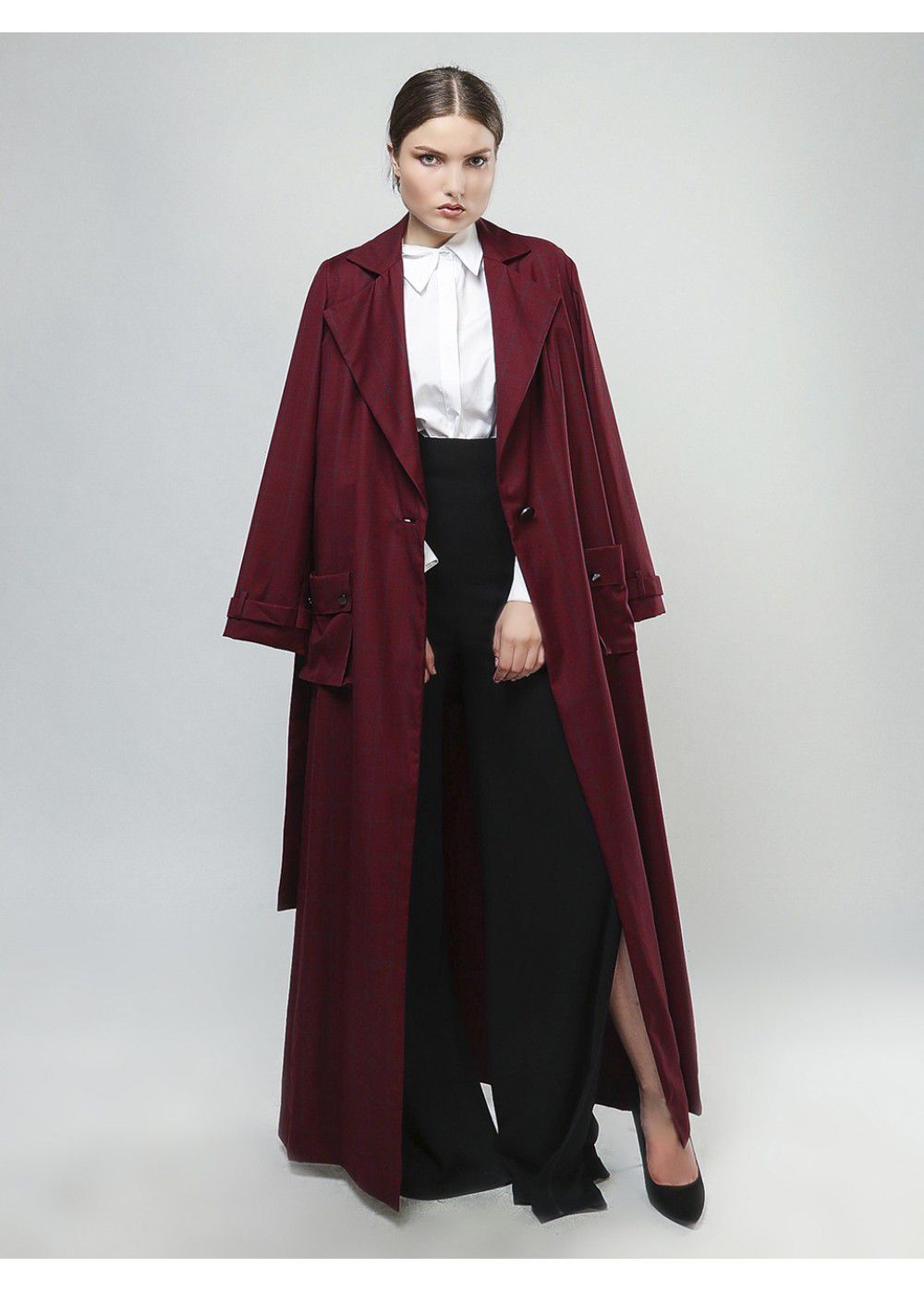 Vatanika Trench Coat in Burgundy